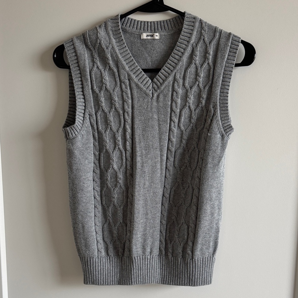Kids Gray Cable Knit Sweater Vest